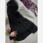 شال مجلسی آفاق طرح مزونی لب دانتل نگین کوبی مشکی فری سایز ابعاد 180×70
