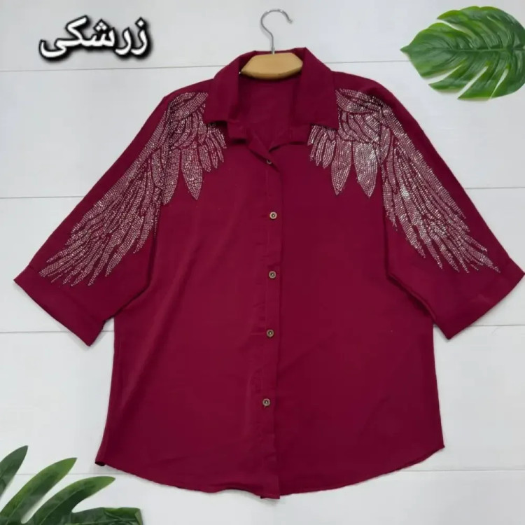 شومیز مجلسی زنانه الیزه نگین کاری شده سایز فری 38 تا 46