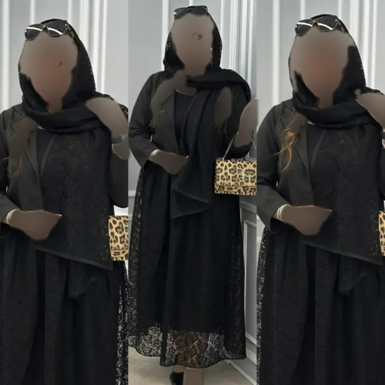 سه تیکه مجلسی کت مازراتی و دامن دانتل رنگ مشکی سایز فری 38 تا 46