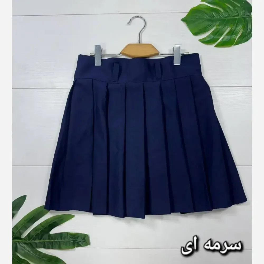 دامن کوتاه پلیسه مازراتی درجه یک سرمه ای مشکی لارج ایکس لارج