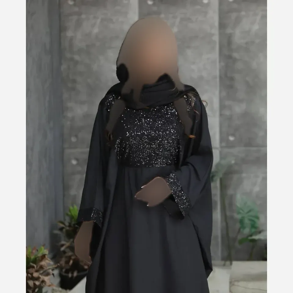 عبا مجلسی زنانه مدل شاهین جنس الیزه رنگ مشکی سایز فری سایز