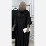 عبا مجلسی زنانه مدل شاهین جنس الیزه رنگ مشکی سایز فری سایز