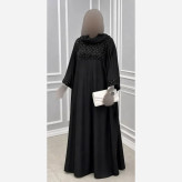 عبا مجلسی زنانه مدل شاهین جنس الیزه رنگ مشکی سایز فری سایز