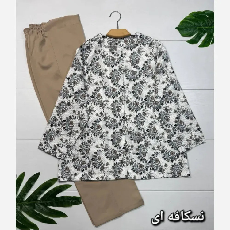 کت و شلوار زنانه مجلسی مازراتی نسکافه ای سایز فری 38 تا 46