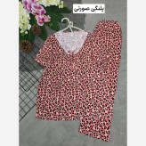 ست تیشرت و شلوار وارداتی گیاهی فری سایز رنگ میخک
