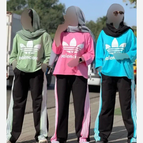 ست تیشرت و شلوار پنبه گلکسی زنانه مدل بالنسیاگا سایز فری 38 تا 46