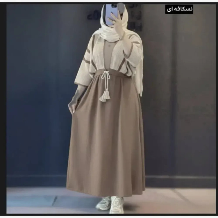ست سارافون شانتون و کراپ لنین زنانه فری سایز