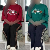 ست تیشرت و شلوار نخ پنبه گلکسی پرمون فری سایز