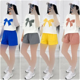 ست تیشرت و شلوارک زنانه جنس نخ پنبه درجه یک طرح ارکیده فری سایز