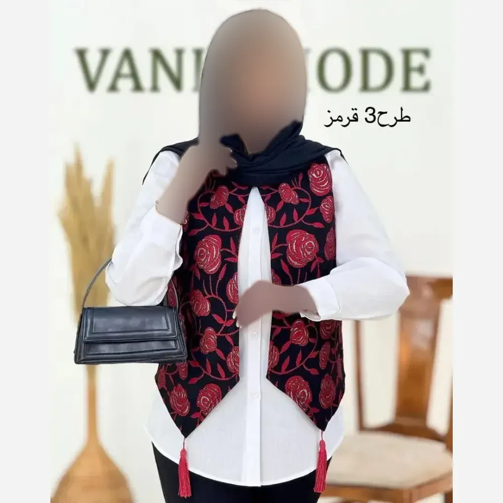 ژیله زنانه گلبهار تافته سوزن دوزی فری سایز 36 تا 46 دو رنگبندی