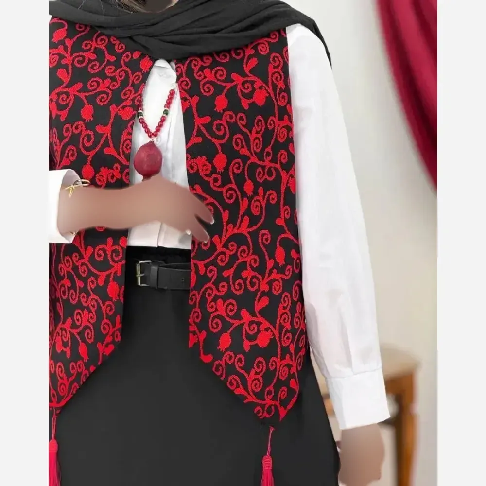 ژیله زنانه گلبهار تافته سوزن دوزی فری سایز 36 تا 46 دو رنگبندی