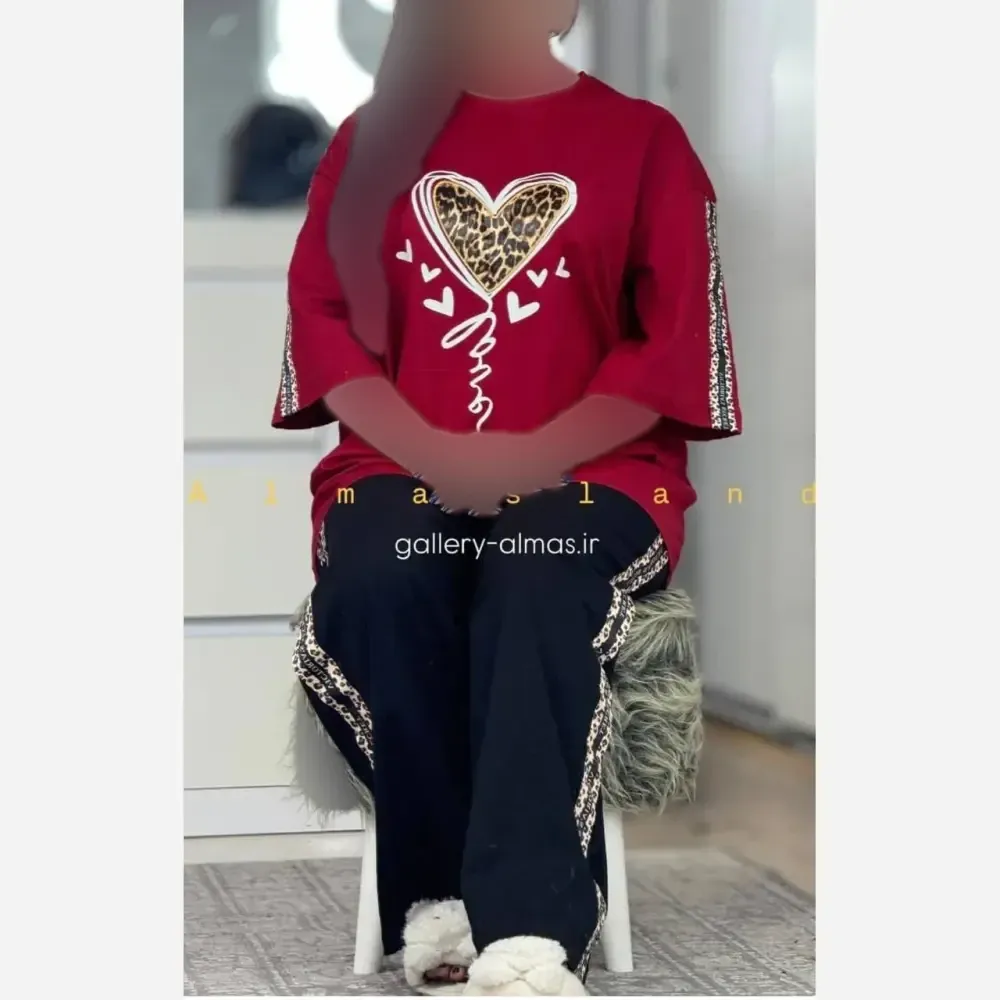 ست بلوبری پنبهتیشرت و شلوار فری سایز
