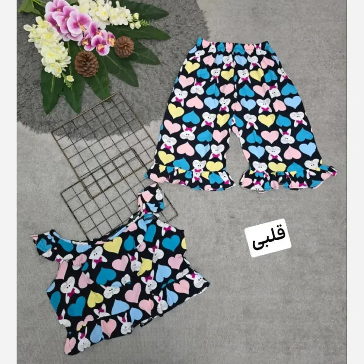 ست تاپ و شلوارک نخی زنانه مدل ماریا فری سایز