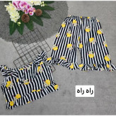 ست تاپ و شلوارک نخی زنانه مدل ماریا فری سایز