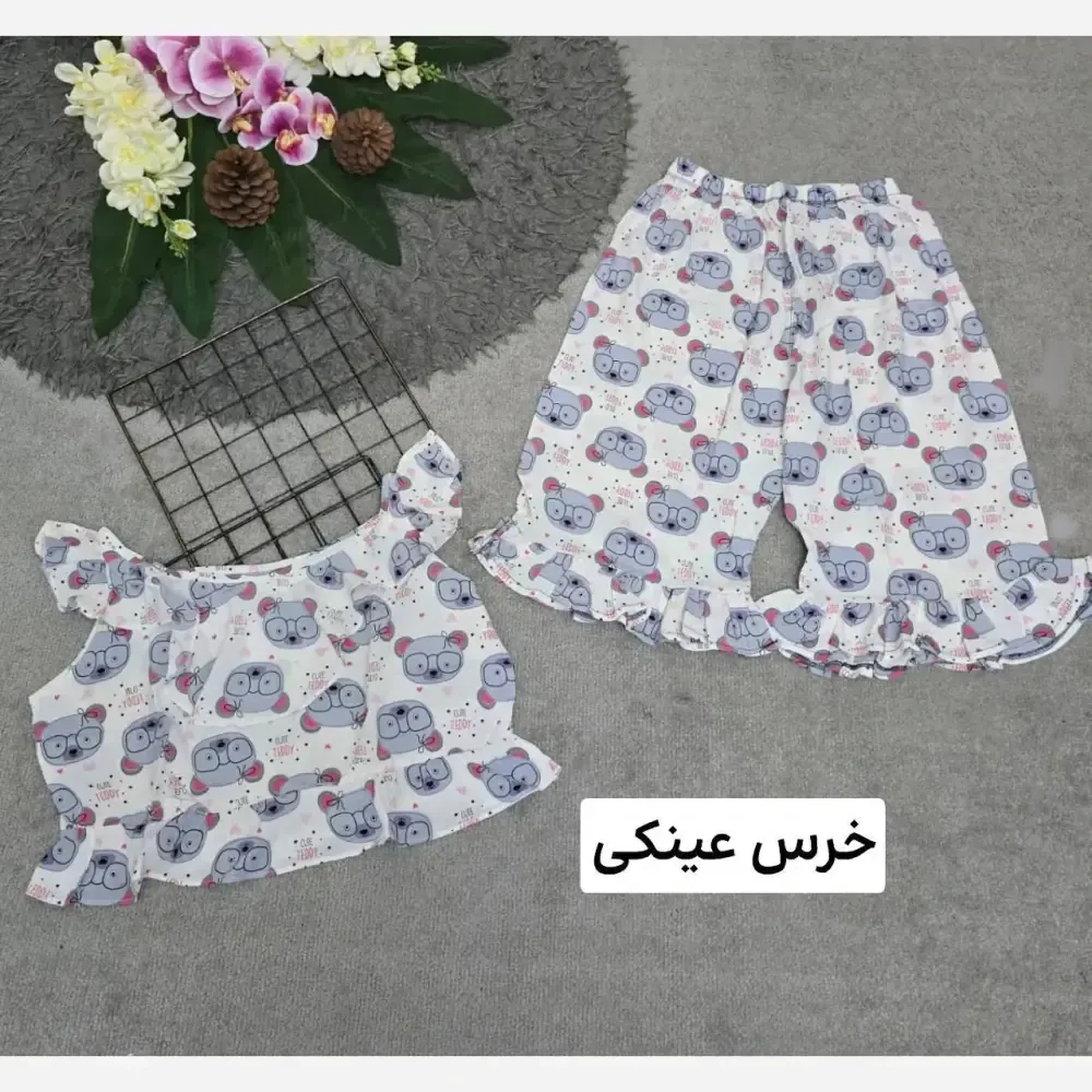 ست تاپ و شلوارک نخی زنانه مدل ماریا فری سایز