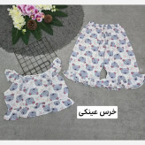 ست تاپ و شلوارک نخی زنانه مدل ماریا فری سایز