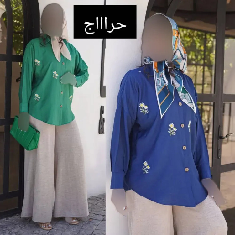 شومیز زنانه بابونه جنس بابوس سایز فری 36 تا 46 رنگ بندی طوسی مرجانی سبز پاستیلی