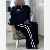 ست تیشرت و شلوار زنانه ژاله نخ پنبه فری سایز بیرون پوش