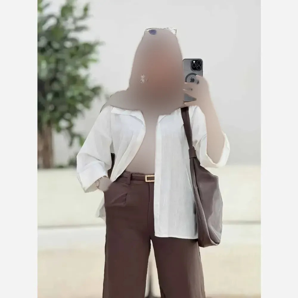 شومیز باکسی شفق جنس شانتون حصیری فری سایز