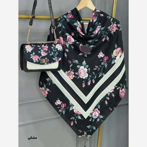 ست کیف و روسری گلفام مخمل و چرم نخی منگوله دار زنانه