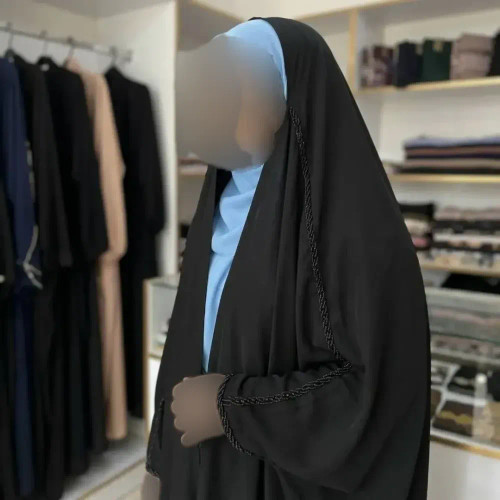 چادر جده منجوق دولاین کرپ حریرالاسود مشکی در سایزهای 150 تا 170