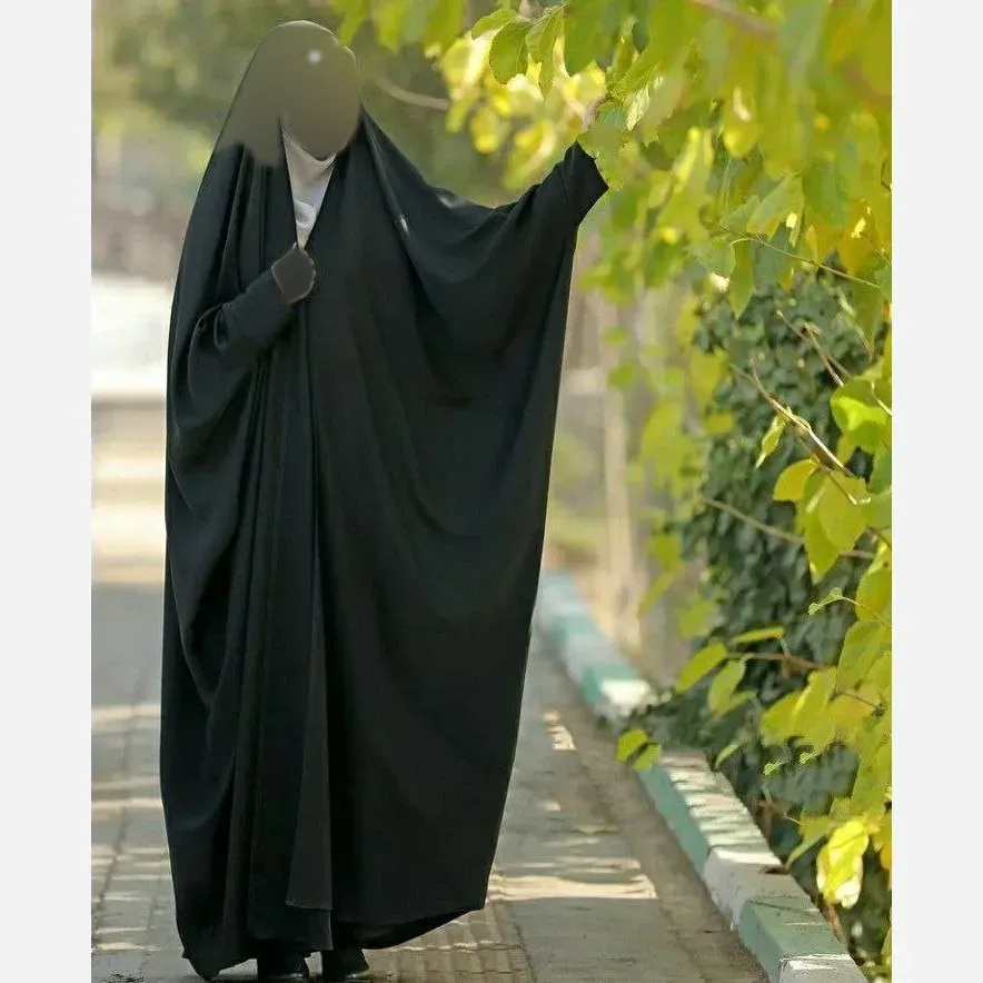 چادر بحرینی صدفی عرض زیاد سوپر ژرژت مشکی در سایزهای 150 تا 170
