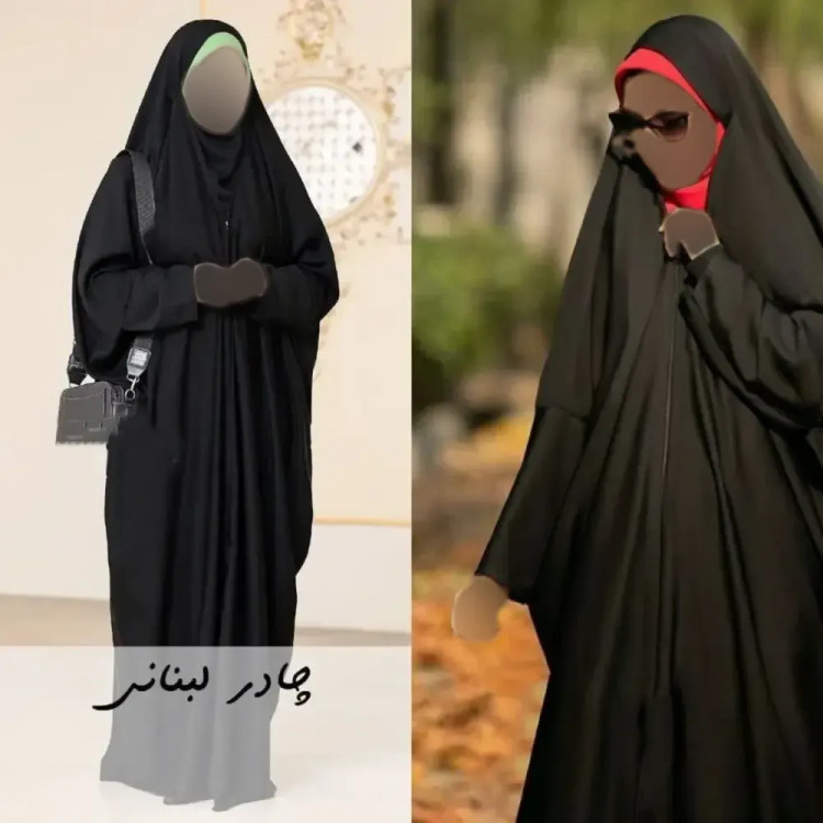 چادر لبنانی صدفی عرض زیاد کرپ حریر الاسود مشکی