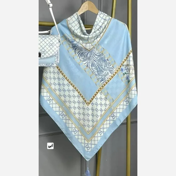 روسری نخی گوچی پاپیون قواره 130 رنگ مشکی سرمه ای سبز آبی