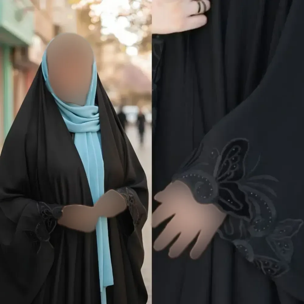 چادر جده گلدوزی مشکی جنس کن کن ندا مروارید سایز 150 تا 170