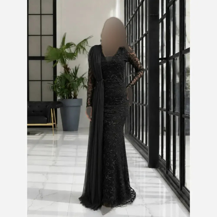 لباس مجلسی حریرشاین برجسته همراه تور مدل صنوبر