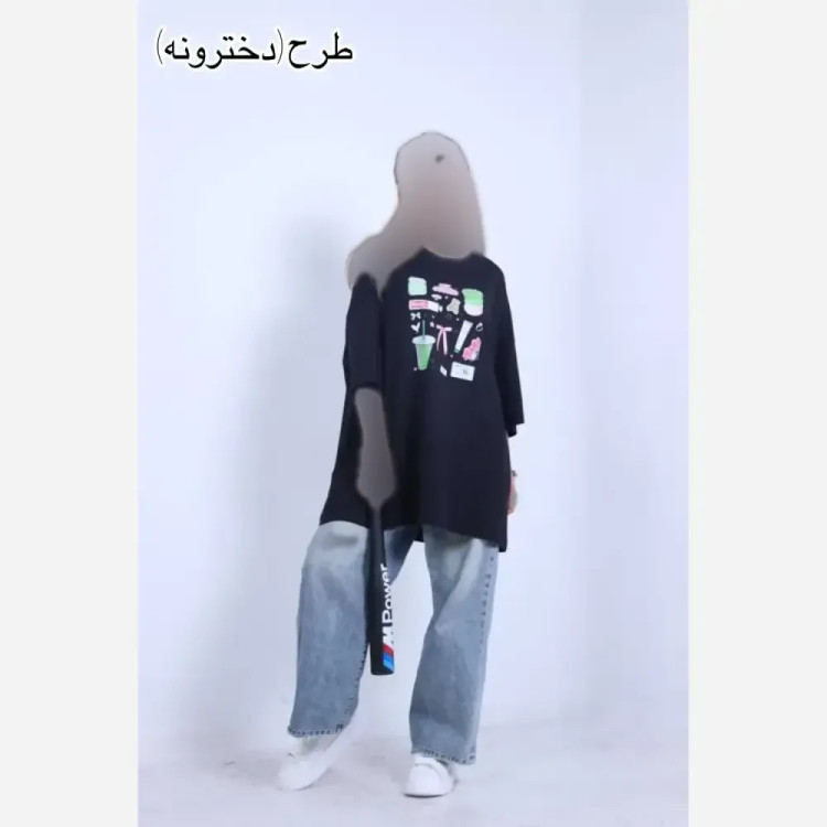 تیشرت لش نرمال ترندی سوپر پنبه فری سایز مشکی طرح کوکاکولا فرش درینک صدف چری اسپایسی کمپینگ دخترونه