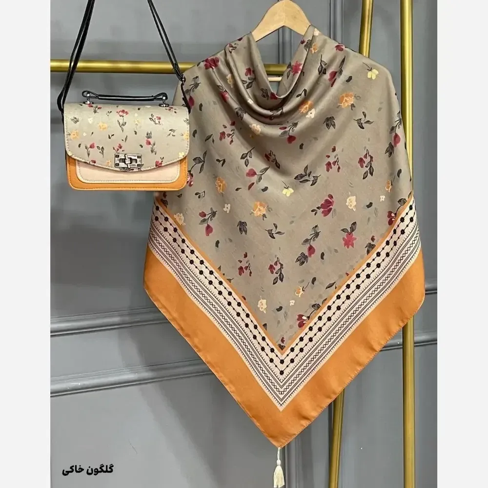 ست کیف و روسری مخمل و چرم صنعتی نخی منگوله دار