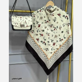ست کیف و روسری مخمل و چرم صنعتی نخی منگوله دار