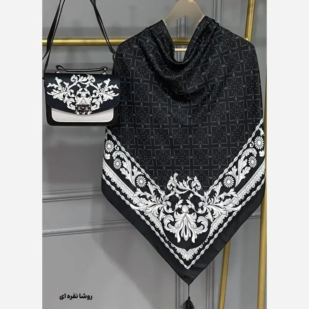 ست کیف و روسری مخمل و چرم صنعتی نخی منگوله دار