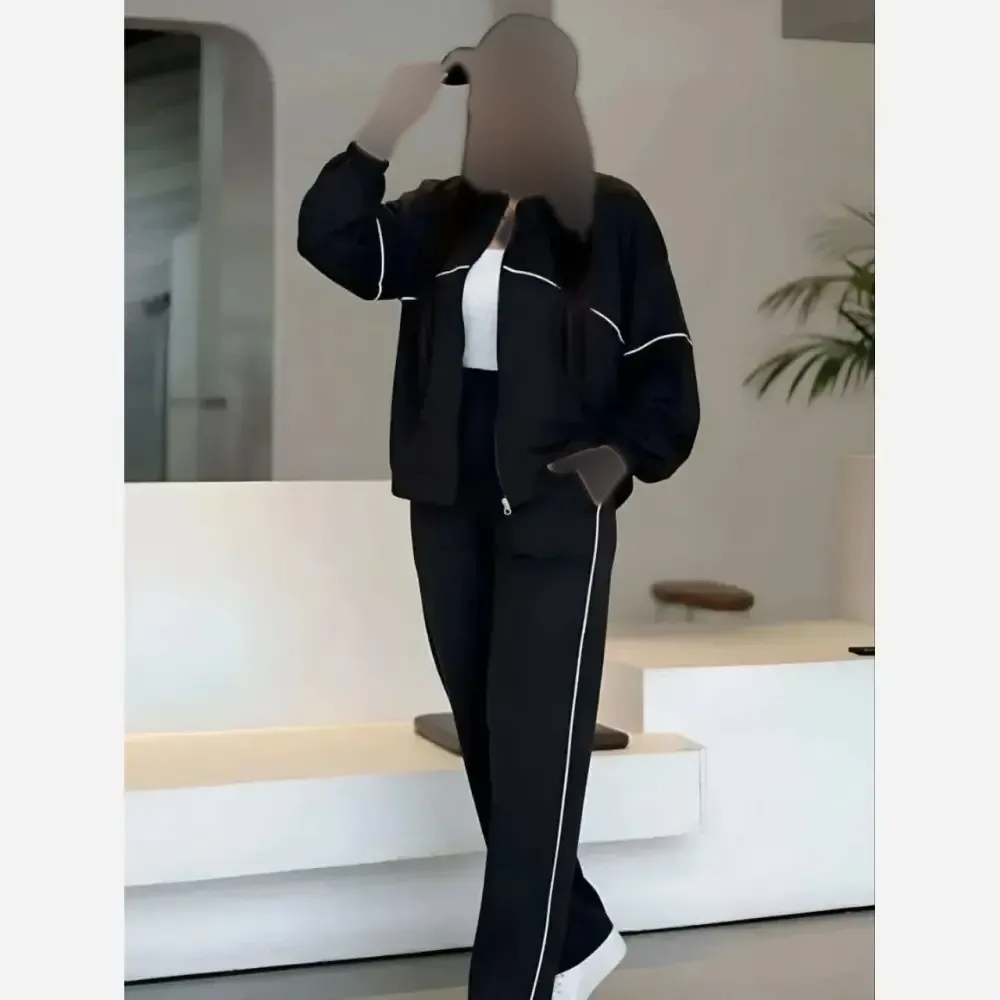 ست مستانه سوییشرت و شلوار مازراتی فری سایز 36 تا 46 رنگ مشکی سورمه ای شکلاتی