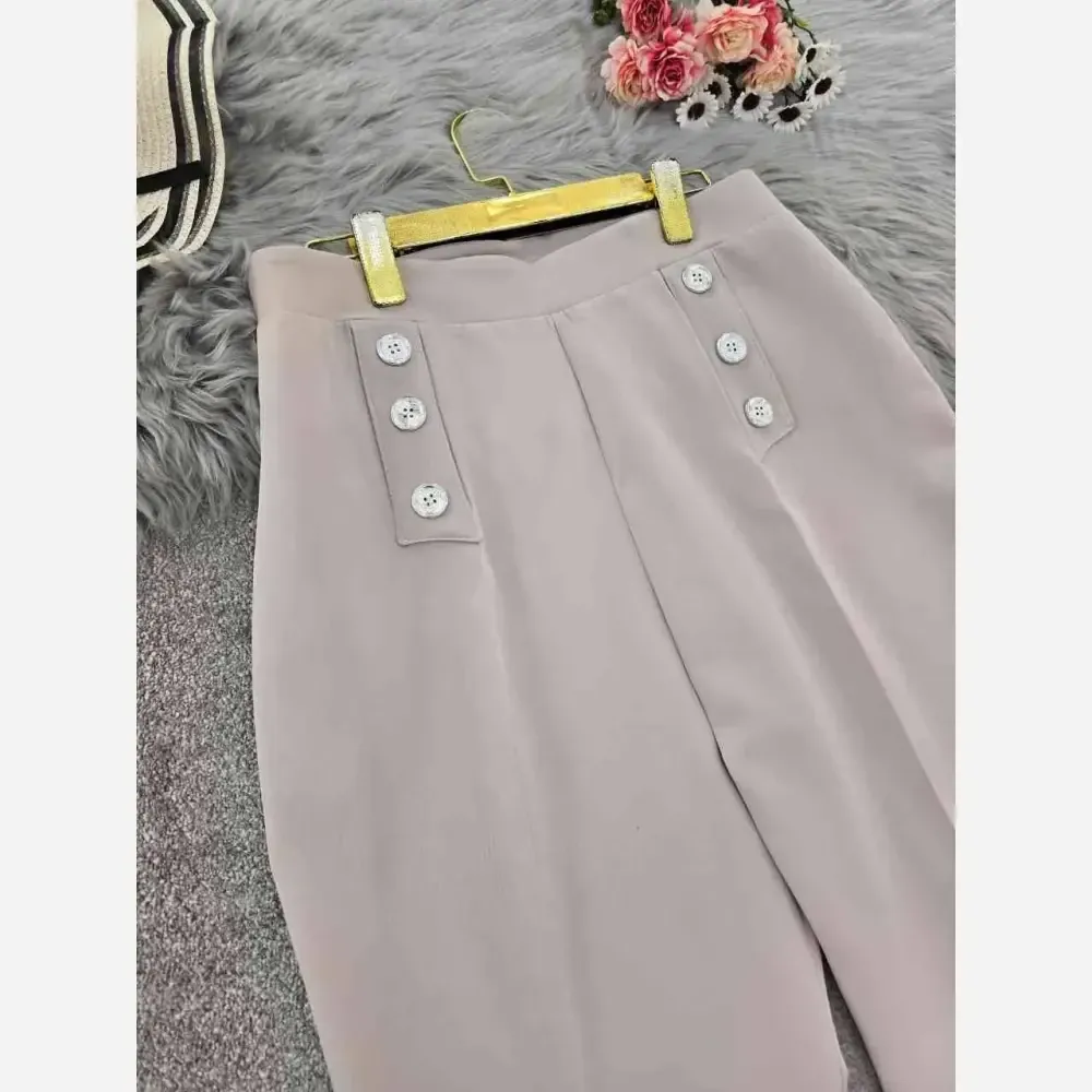 شلوار دمپا گشاد کمر دکمه ای جنس مازراتی اعلا