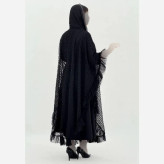 سارافن و رویه مجلسی مشکی جنس بوگاتی و دانتل سایز فری 38 تا 46