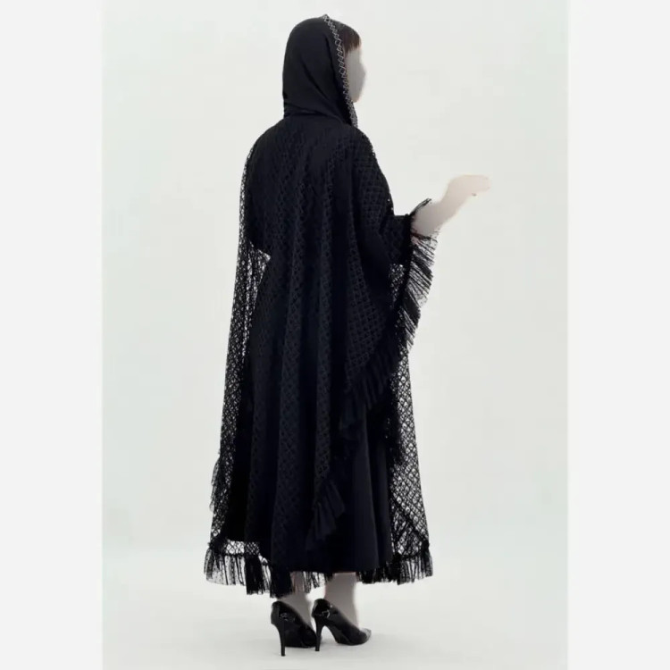 سارافن و رویه مجلسی مشکی جنس بوگاتی و دانتل سایز فری 38 تا 46