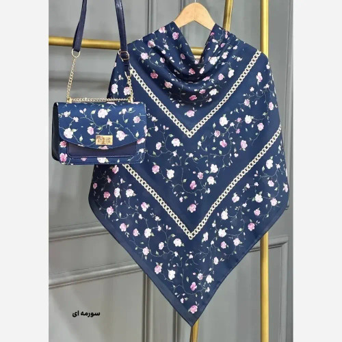 ست کیف و روسری مخمل و چرم صنعتی منگوله دار گلسار