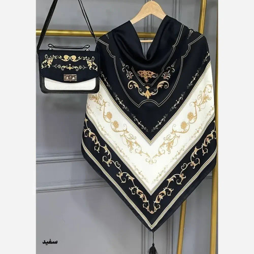ست کیف و روسری سلینا مخمل و چرم صنعتی نخی منگوله دار