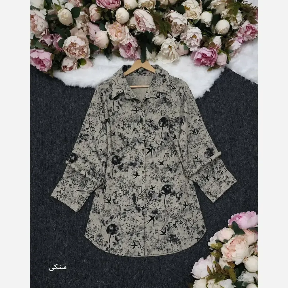 شومیز مانتویی لینن نخ درجه یک زنانه مدل پرستو فری سایز