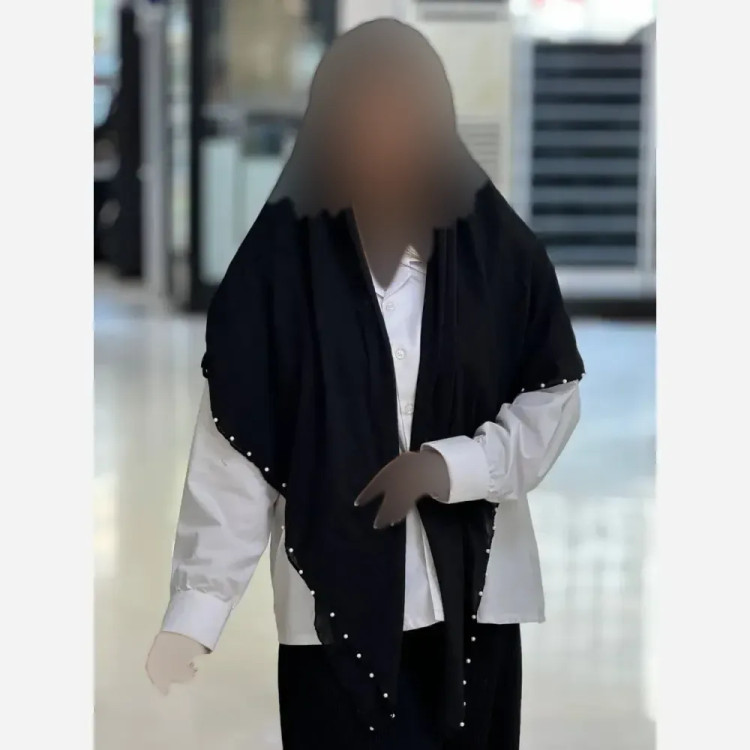 روسری نخ وال طرح ستاره مروارید دوزی سایز 125 در 125 سانتیمتر