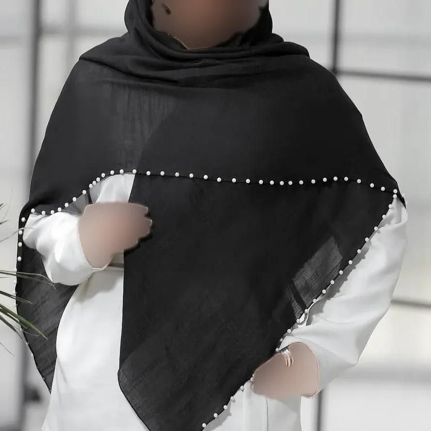 روسری نخ وال طرح ستاره مروارید دوزی سایز 125 در 125 سانتیمتر
