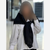 روسری نخ وال طرح ستاره مروارید دوزی سایز 125 در 125 سانتیمتر