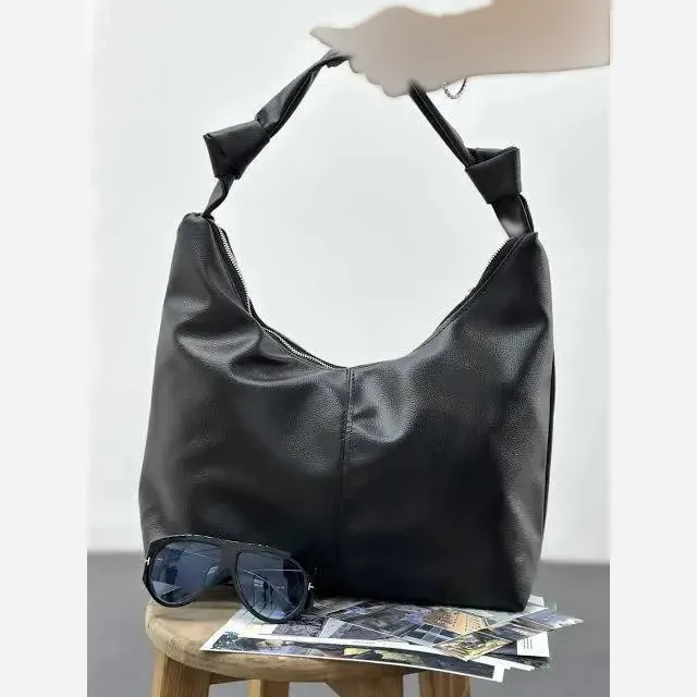 کیف چرم بند گره ای زنانه مشکی و موکا سایز 30*40 سانت سبک و جادار با کیفیت عالی