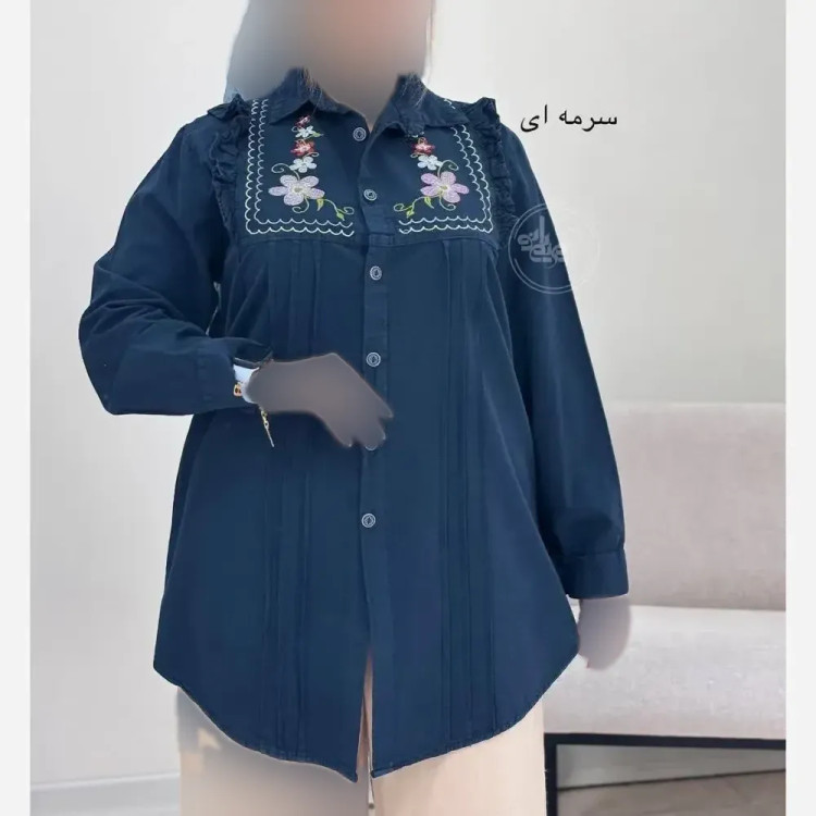 شومیز زنانه کتان لنین گلدوزی شده مدل بانو فری سایز