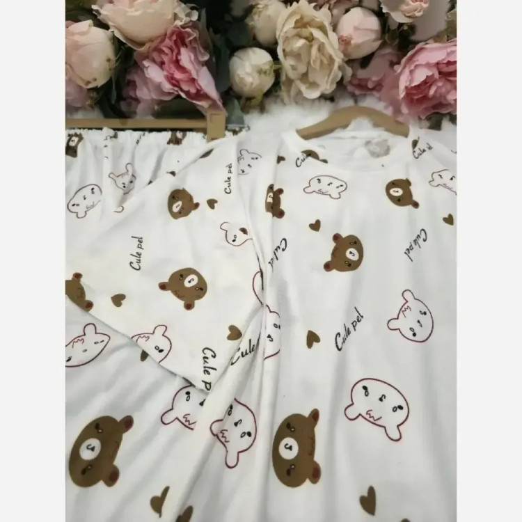 ست خانگی زنانه گیاهی درجه یک نرم و لطیف فری سایز
