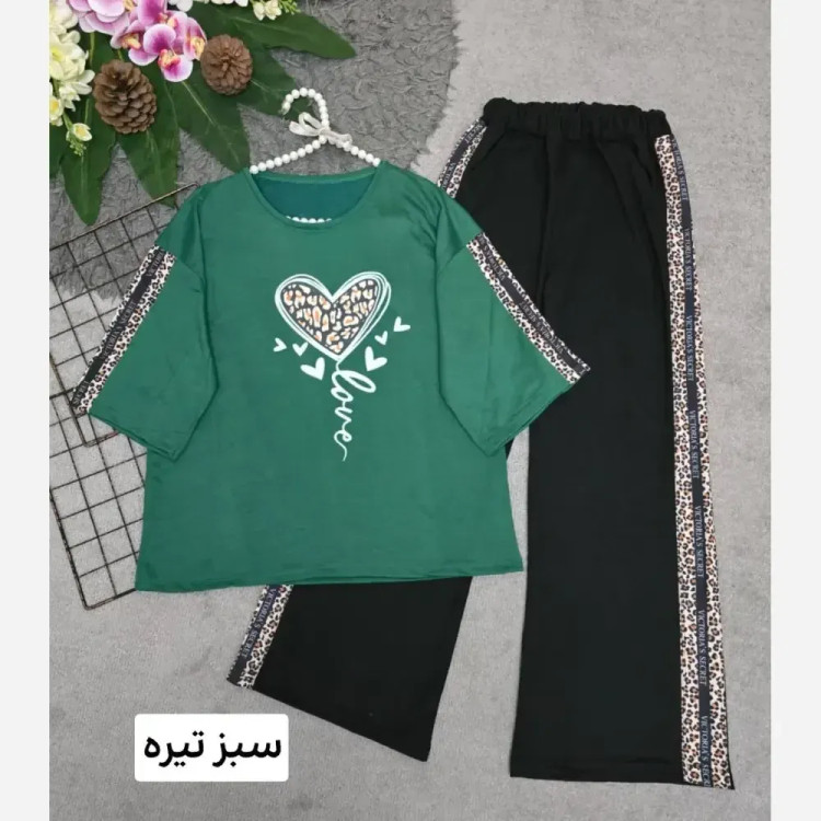 ست تیشرت و شلوار پنبهای بلوبری سایز آزاد رنگی