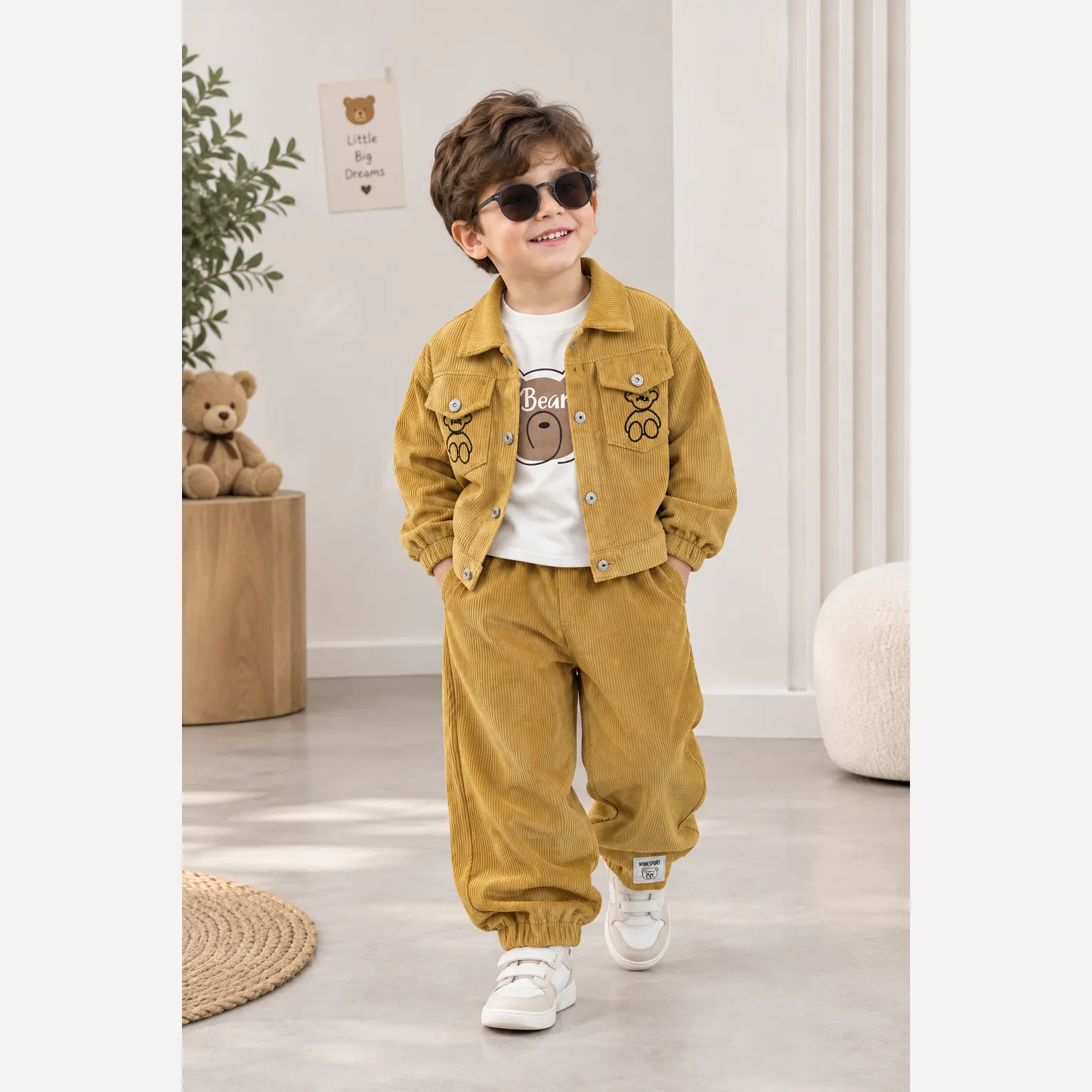 ست سه تیکه مخمل کبریتی اسپرت دخترانه و پسرانه 1 تا 5 سال و نیم