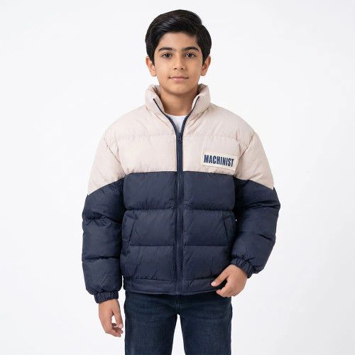کاپشن پفکی باکسی پسرانه سرمه ای